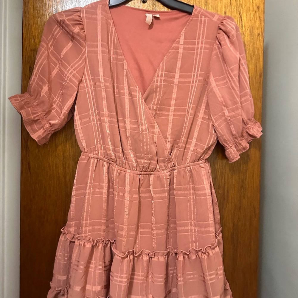 Pink Plaid Ruffle Dress
